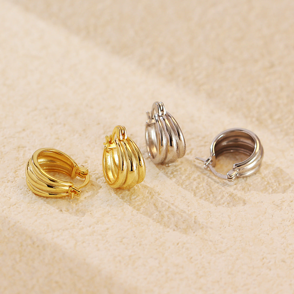Orecchini a Cerchio da Donna in Argento Sterling S925, Minimalisti e Geometrici Lucidi