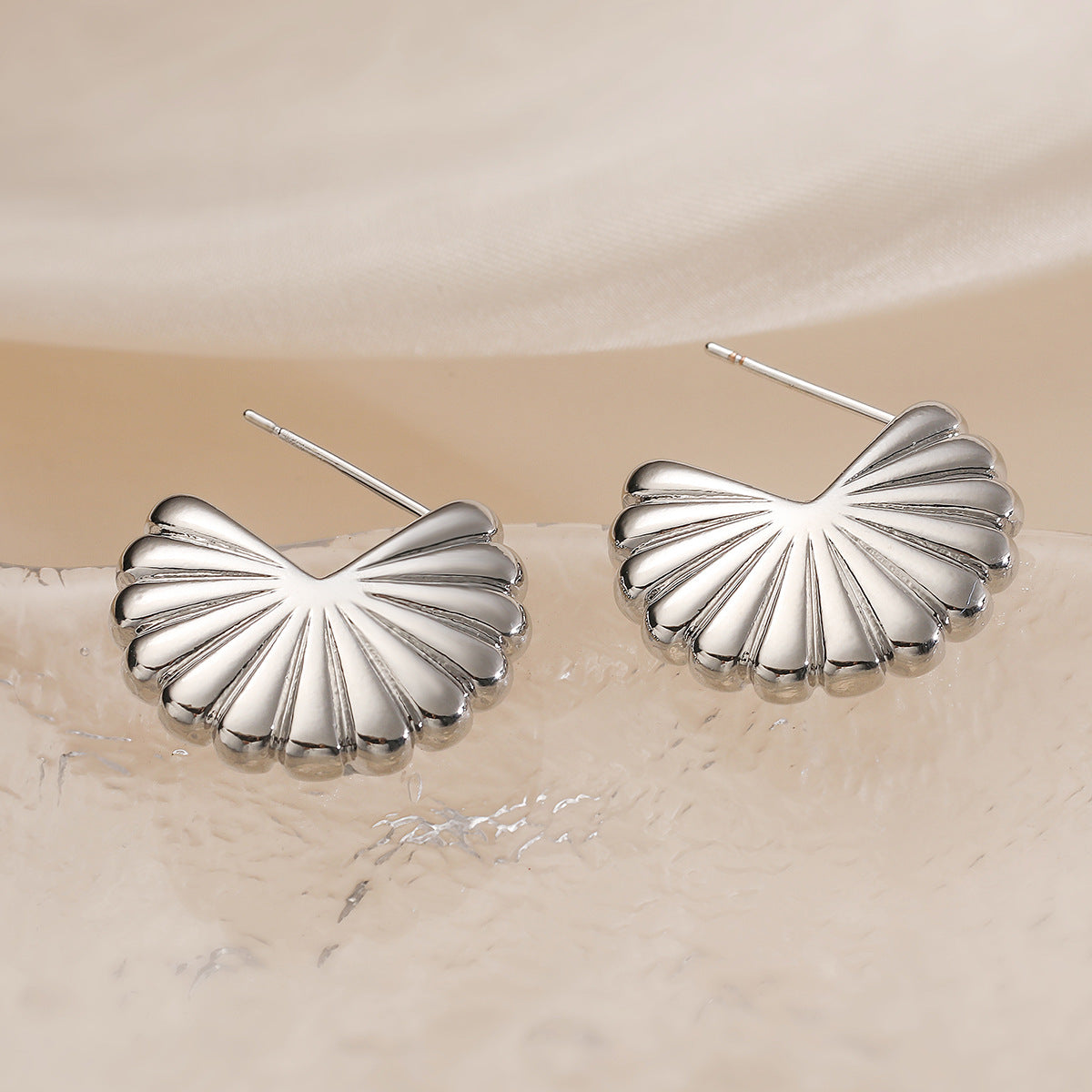 Irregular Geometric Copper Earrings with Real Gold Plating for Women, Fashionable Vintage-Style Studs