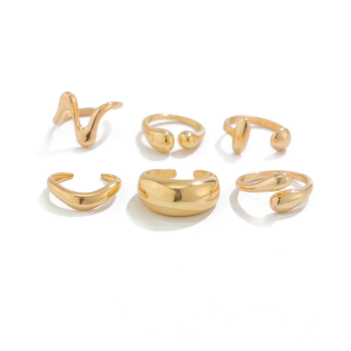 Minimalist Geometric Teardrop Alloy Plated Open Ring for Women