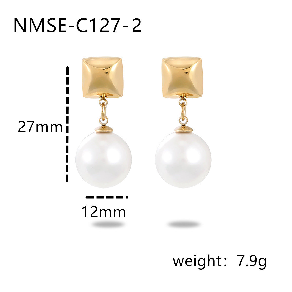 Orecchini da donna in acciaio inossidabile geometrici lussuosi e minimalisti con placcatura in oro e dettagli in perle