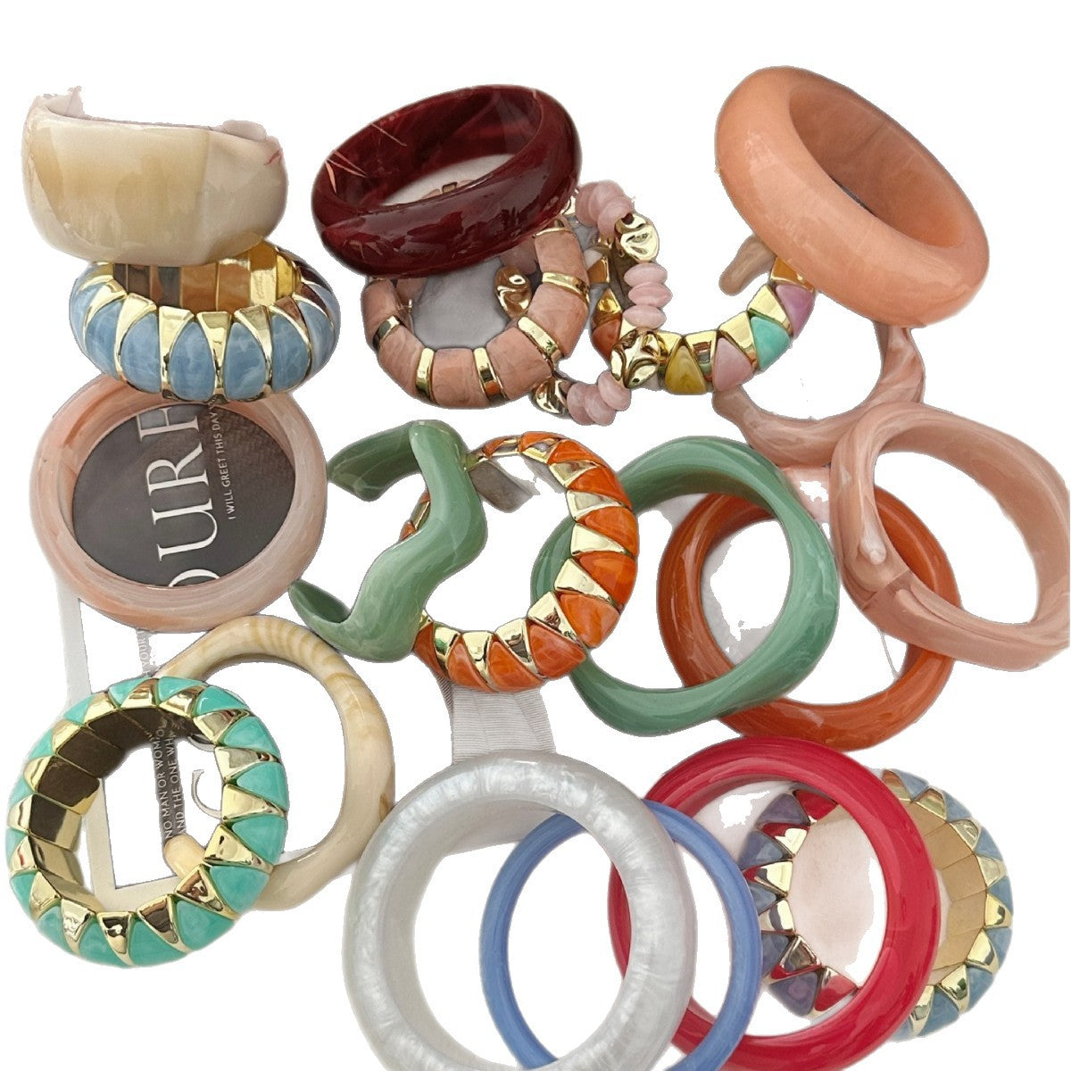 Bracciale in acrilico lucidato geometrico a gradiente colorato