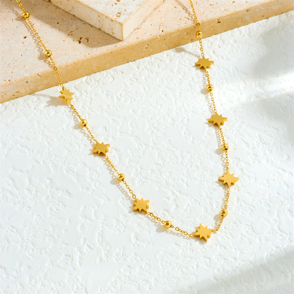 Minimalist Elegant Heart Teardrop Star Polished Plated Stainless Steel Necklace for Women