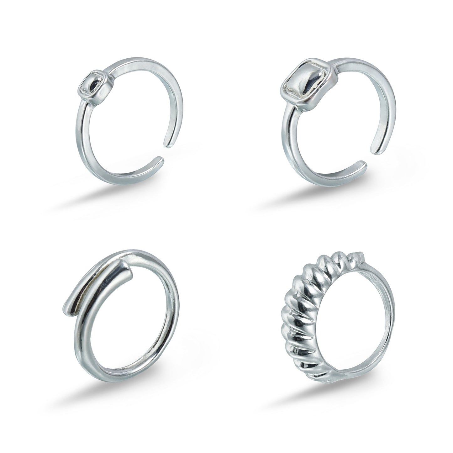 Fashion Minimalist Heart Geometric Plated Adjustable Open Ring for Women