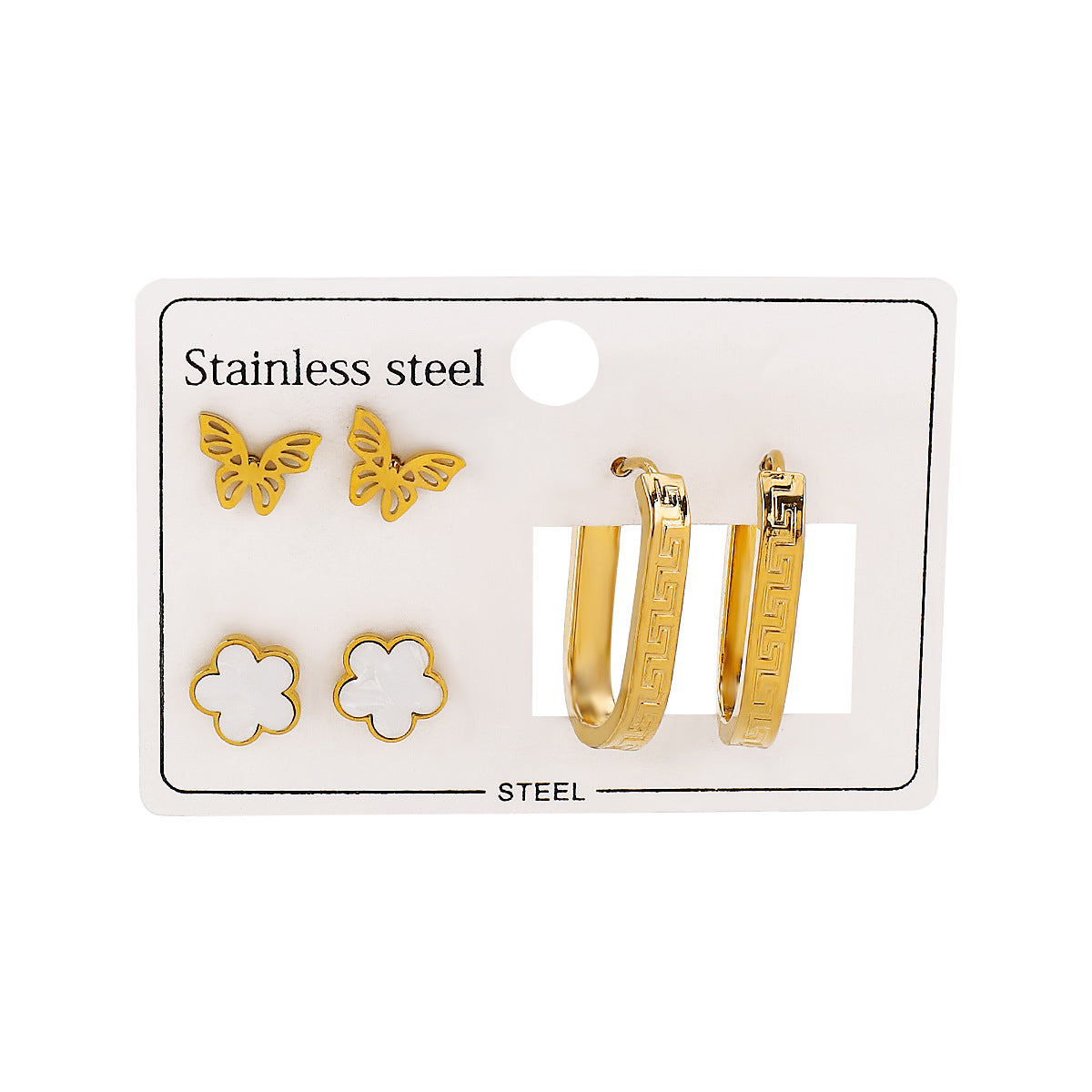 Pendientes de Acero Inoxidable Geométricos Minimalistas con Acabado Esmaltado y Estampado Floral para Mujer