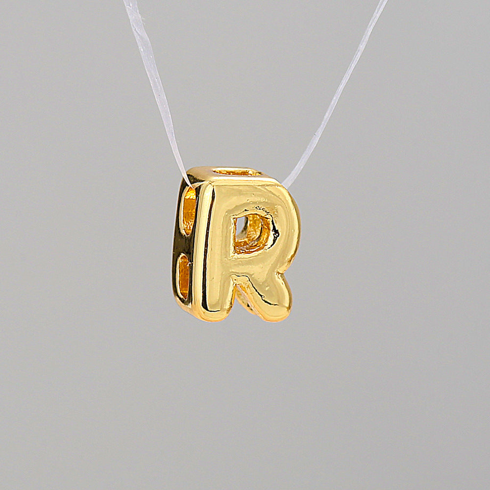 Gold Plated Brass Letter Pendant Stainless Steel Box Chain Necklace Charm Bar