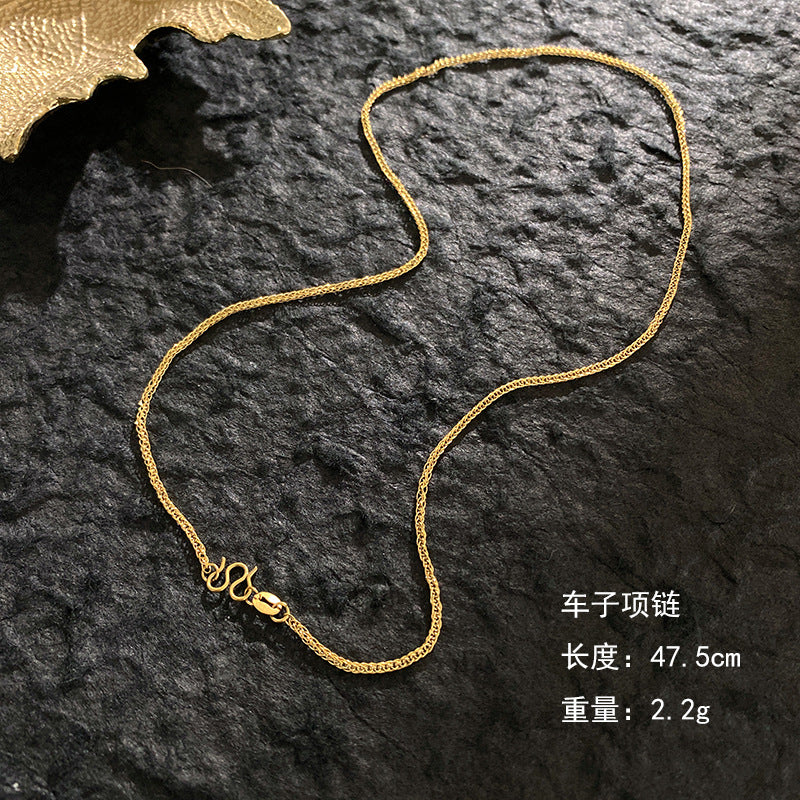 Minimalist Gold Plated Titanium Steel Beaded Necklace Round Pendant Unisex