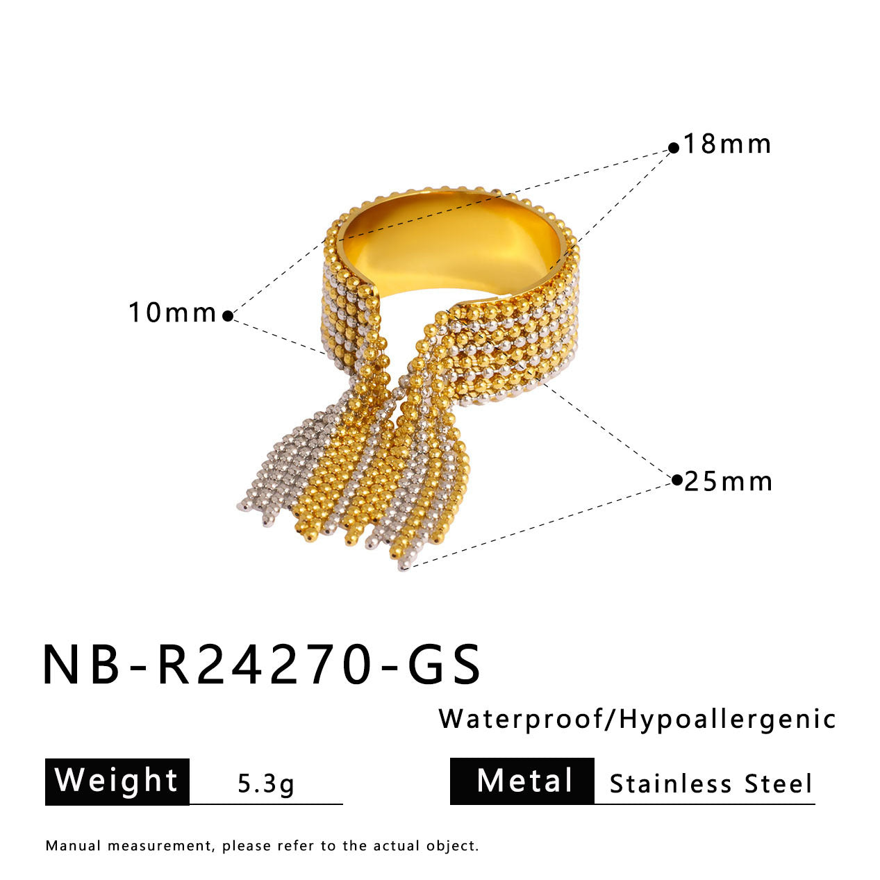 Set Anello e Bracciale con Nappe Minimalisti a Forma di C in Acciaio Inossidabile da Donna con Design Aperto e Finitura Galvanizzata