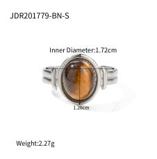 Geometric Stainless Steel Tiger Eye Ring with Plating Finish for Men and Women