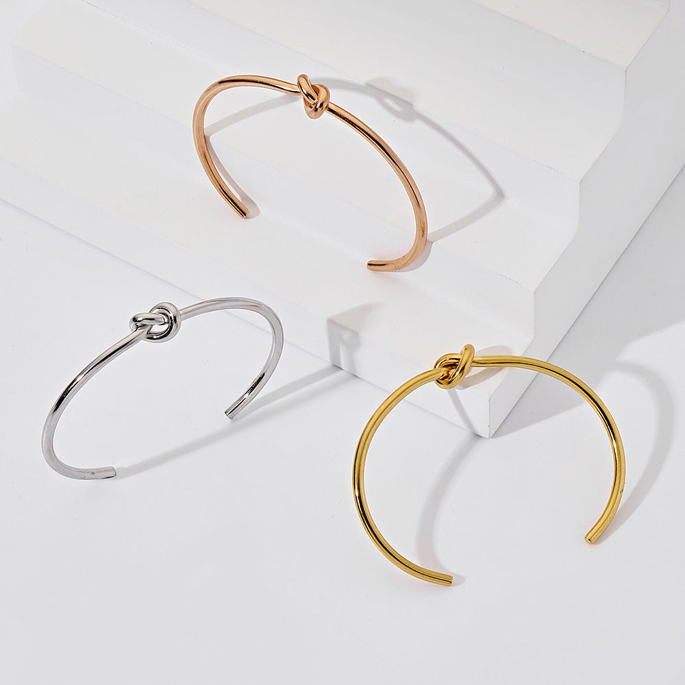 Minimalist 18K Gold Plated Titanium Steel Knot Bracelet
