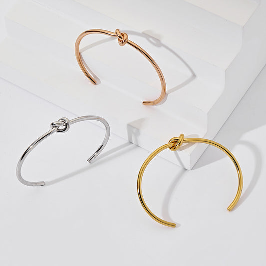 Minimalist 18K Gold Plated Titanium Steel Knot Bracelet