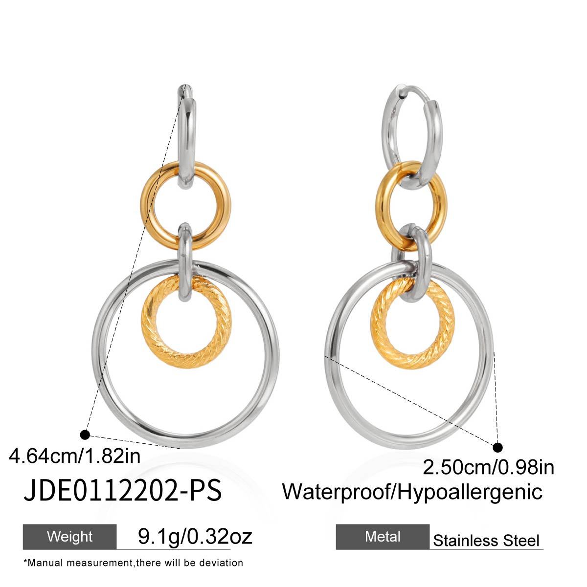 Minimalist Round Geometric Plated Stainless Steel Hoop Earrings for Women