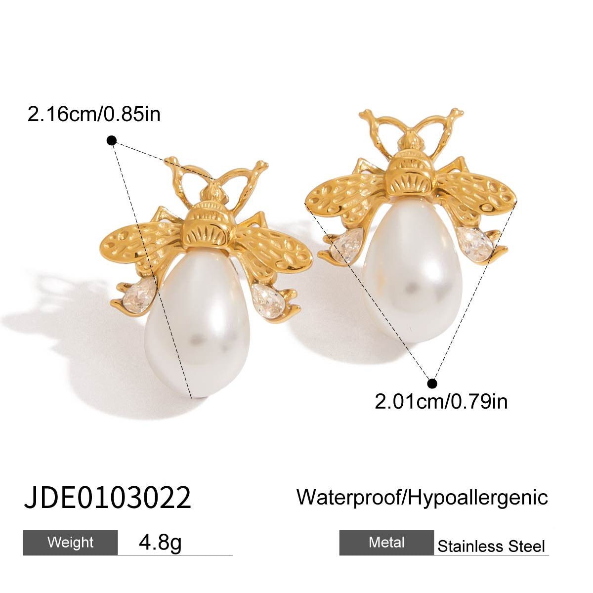 Minimalist Elegant Geometric Pearl Inlay Stainless Steel Earrings for Women