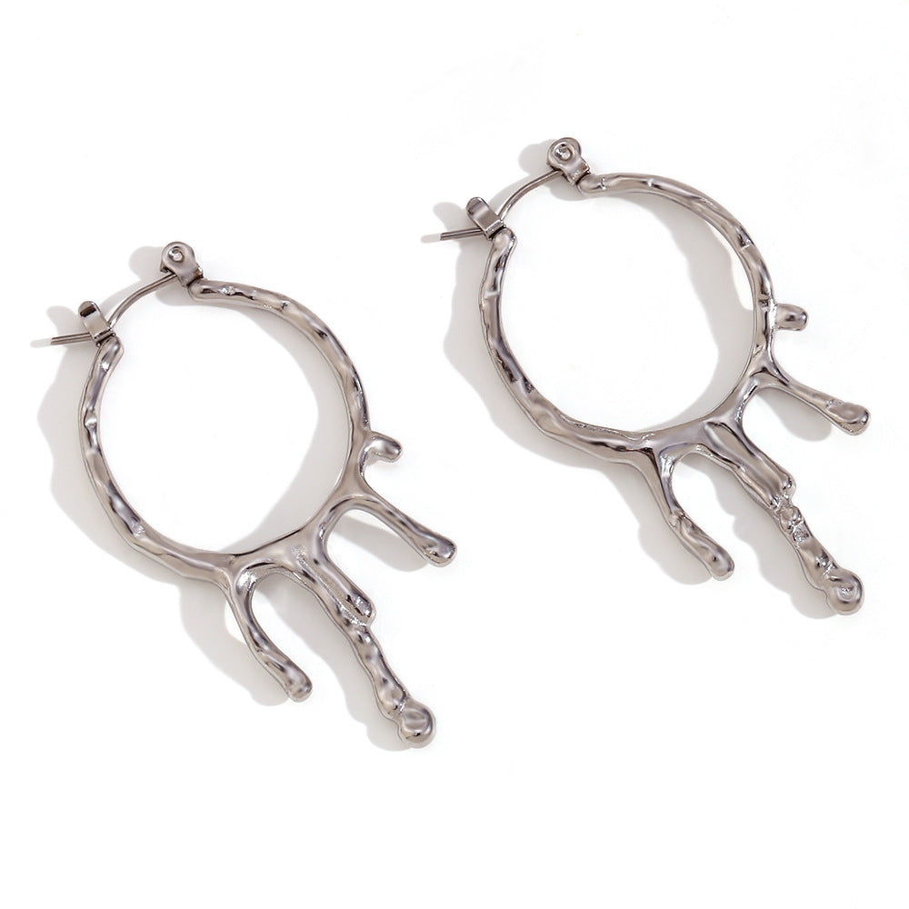 Vintage-Inspired Geometric Stainless Steel Earrings with 18K Gold Plating for Women