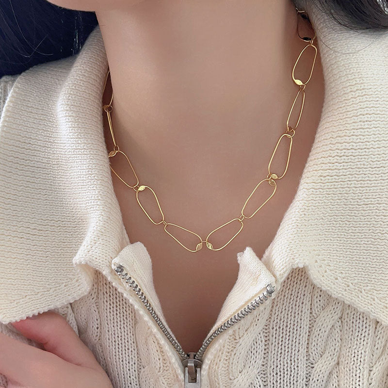 Collana Minimalista Geometrica placcata oro in argento sterling 925 con catena a sfere