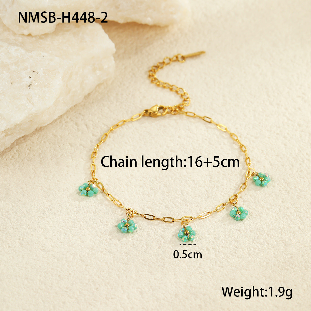 Fashionable OL Style Geometric Flower Beaded Pendant Bracelet for Women Stainless Steel Electroplated Minimalist Jewelry