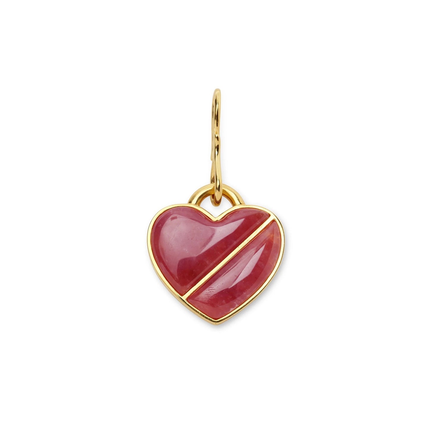Minimalist Gold Plated Brass Heart and Floral Jade Pendant Charm Bar with Corn Chain