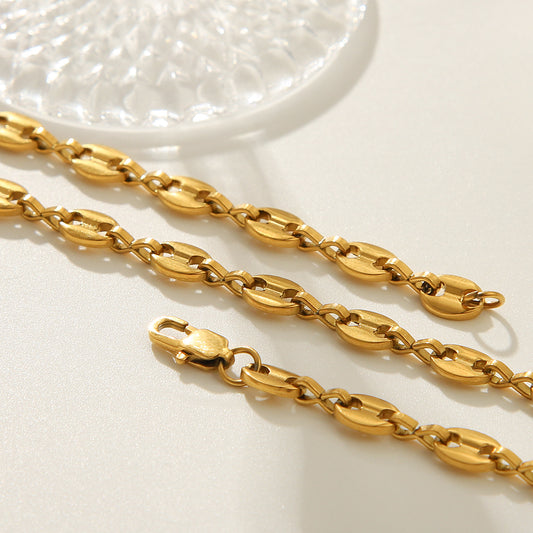 Collar de cadena con diseño geométrico de nariz de cerdo chapado en oro de 18 quilates estilo Ins para mujer