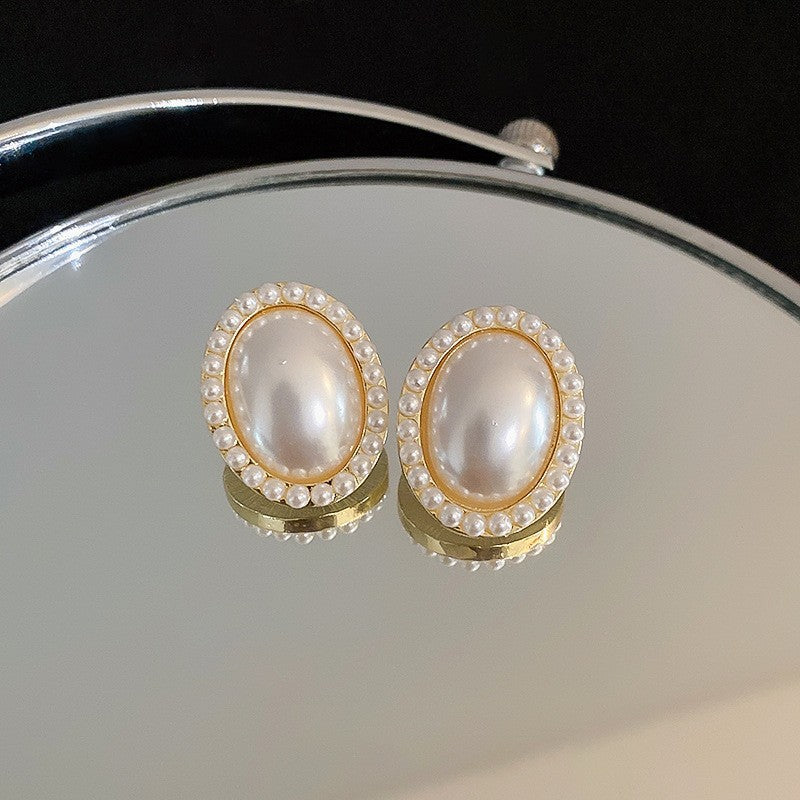 Chic Vintage Pearl Stud Earrings with Floral Bow Leaf Diamond Drop Geometric and Animal Motifs in Steel Posts