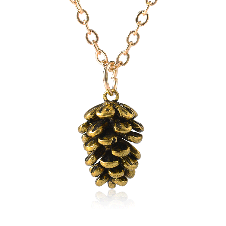 Vintage-Inspired Pine Branch and Pinecone Earrings in Alloy with Gold Plating for Women