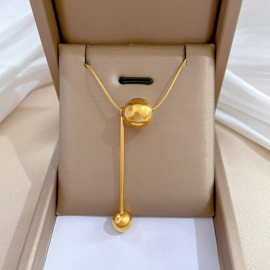 Collar minimalista de acero de titanio con colgante geométrico para mujer con cadena de locket chapada en oro para el estilo de clavícula
