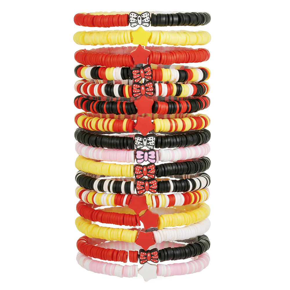 Cartoon Star and Bow Resin Beaded Bracelet for Kids