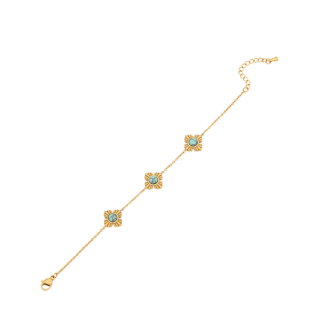 Set collana da donna vintage in acciaio inossidabile con motivo floreale e catena a O placcata