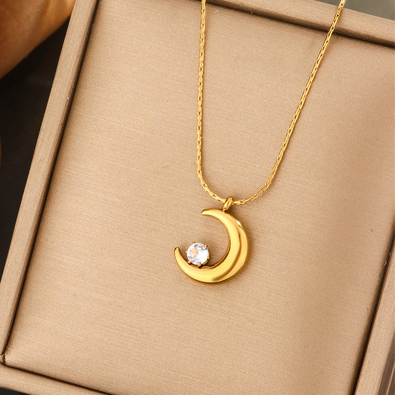 Minimalist Luxury Titanium Steel Plated Geometric Heart Teardrop Letter Animal Cartoon Star Pendant Necklace for Women