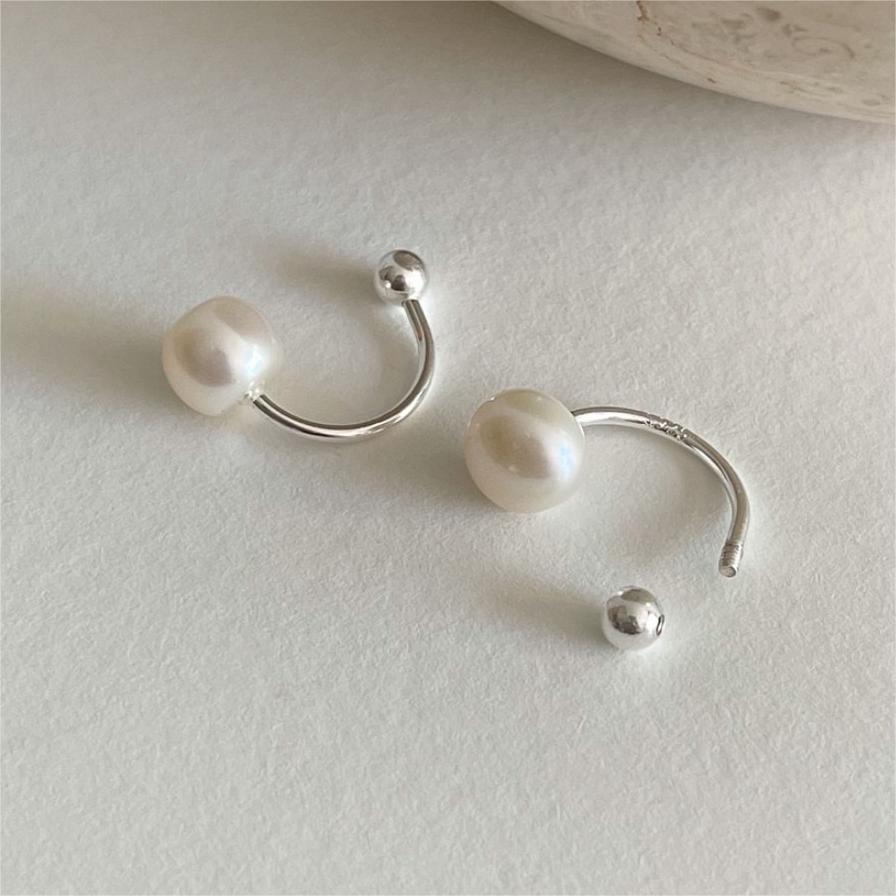 Minimalist Geometric Letter Shape 925 Sterling Silver Stud Earrings for Women