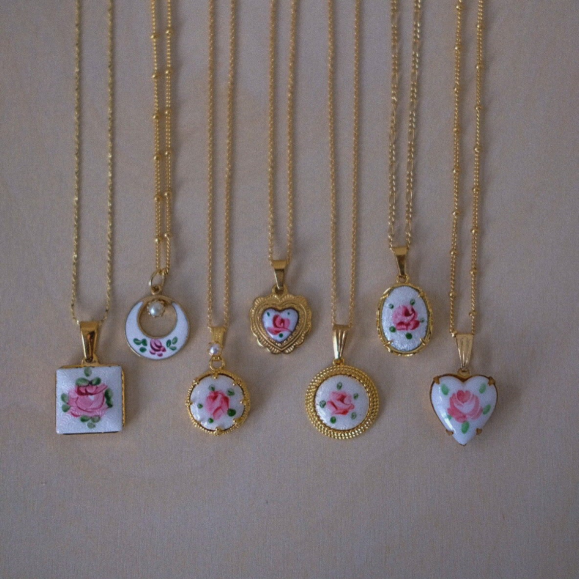 Vintage Geometric Heart Floral Drip Oil Plated Brass Pendant Charm Bar 14K Gold Color