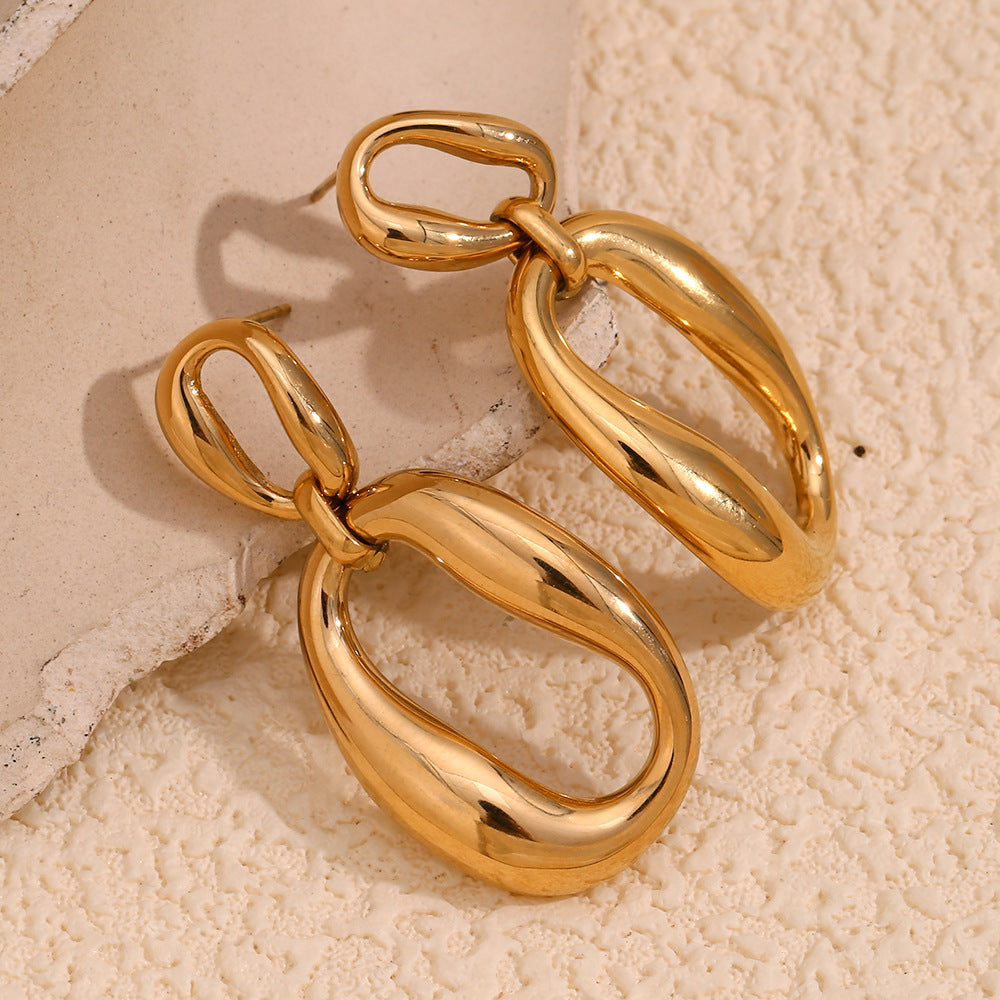 Orecchini da donna minimalisti geometrici in acciaio inossidabile con placcatura in oro 18K