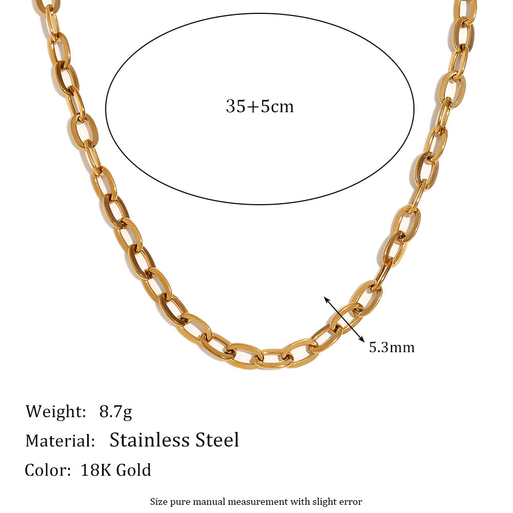 Collana con Ciondolo Geometrico Minimalista da Donna in Acciaio Inossidabile con Placcatura in Oro 18K su Catena a Maglie O