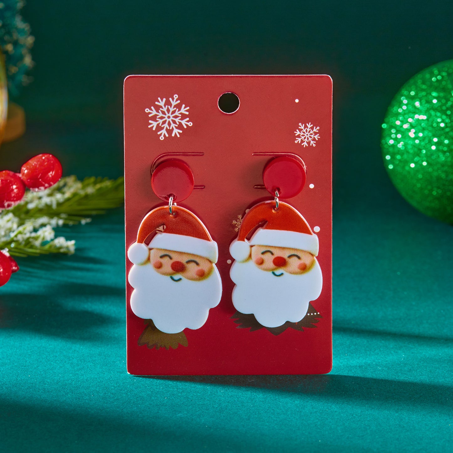 Pendientes acrílicos de Navidad dulces y atrevidos con motivos de casa de corazón, hombre de jengibre, campana y Papá Noel