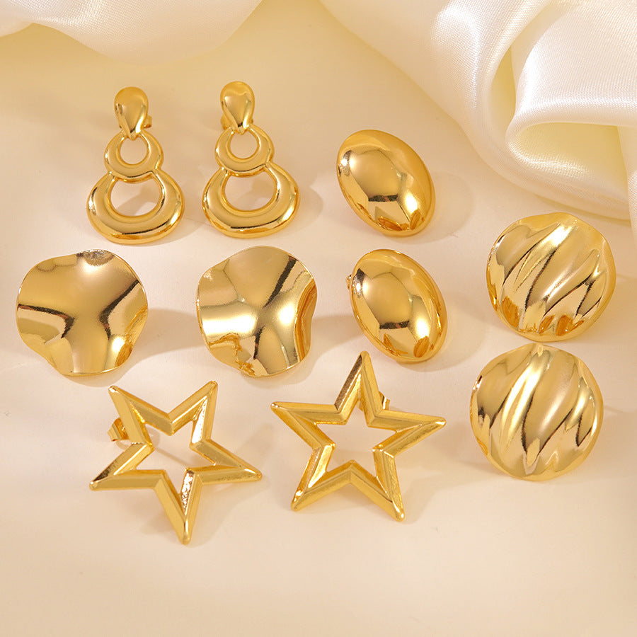 Elegant Floral Geometric Stainless Steel Earrings for Women