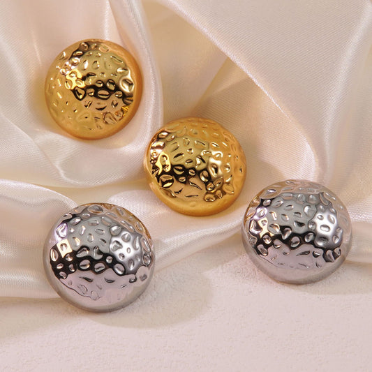 Pendientes de mujer de acero inoxidable con forma geométrica redonda minimalista con lunares estampados