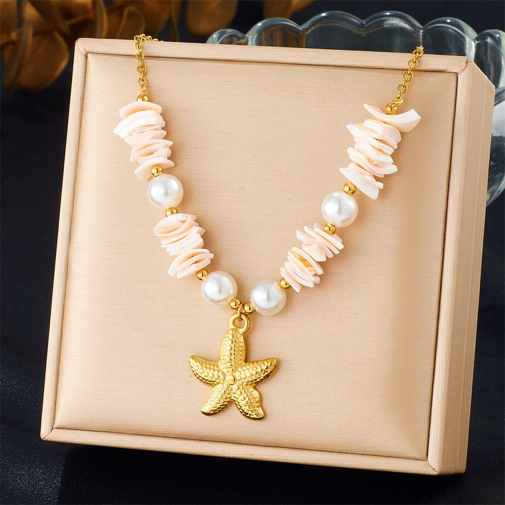 Bohemian Elegant Star Stainless Steel Plated Pendant Necklace for Women