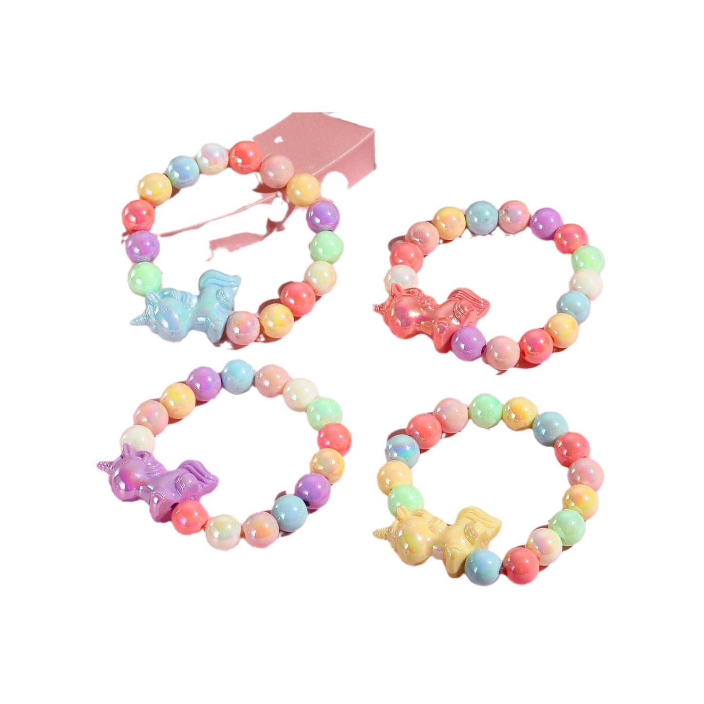 Cartoon Unicorn Acrylic Children's Bracelet in Pastel Glow Colors for Girls Aged 3 to 10 Years