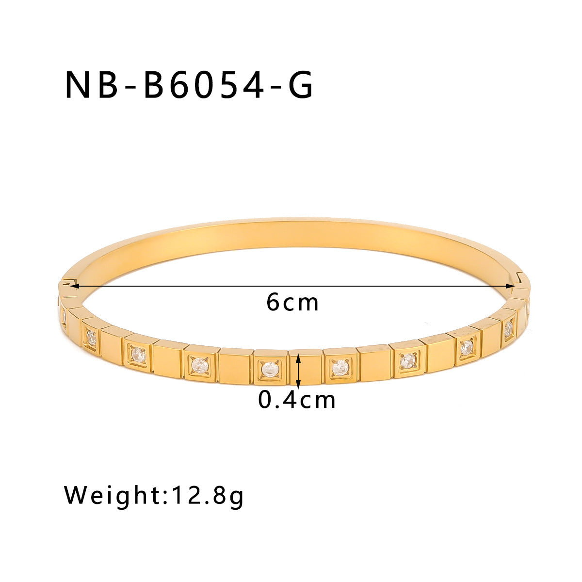 Geometric Heart-Shaped Titanium Steel Bracelet with Zircon Inlays Plated in 18K Gold for Women