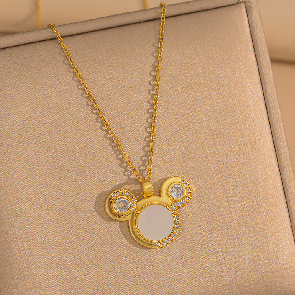 Minimalist Geometric Four-Leaf Clover Pendant Necklace for Women in Titanium Steel with Electroplated Finish