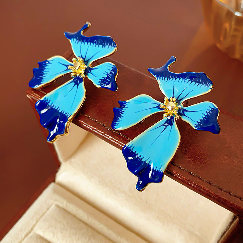 Vintage Floral Earrings with Gold-Plated Alloy Base and Stainless Steel Posts for Women
