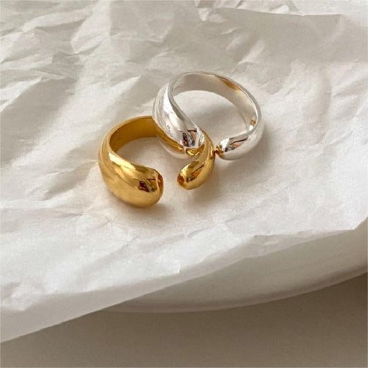 Minimalist Teardrop-Shaped 925 Sterling Silver Ring with Geometric Faceted Edges for Women