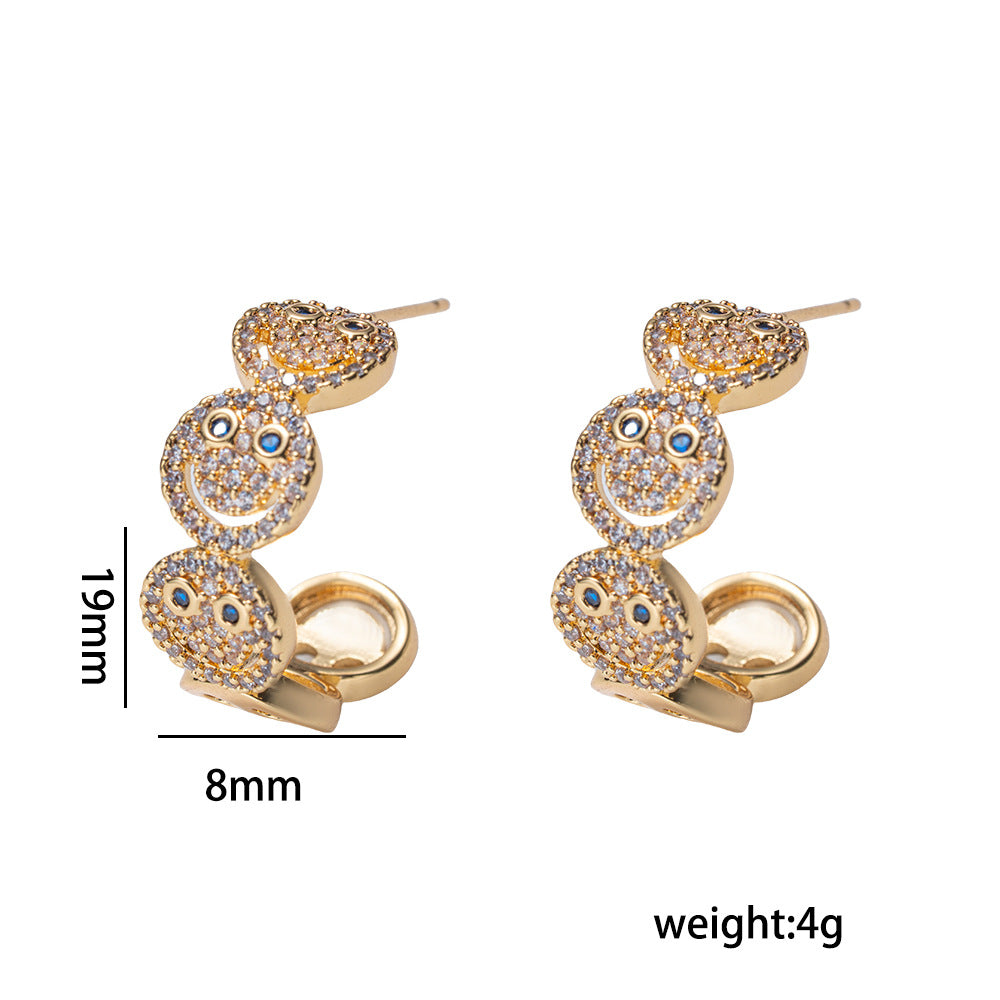 Minimalist Smile Face Titanium Steel Necklace and Earrings Set for Women with Hypoallergenic Plating Finish