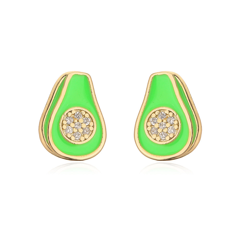 Orecchini a perno geometrici minimalisti e carini da donna in rame placcato oro 18 carati e intarsio di zirconi