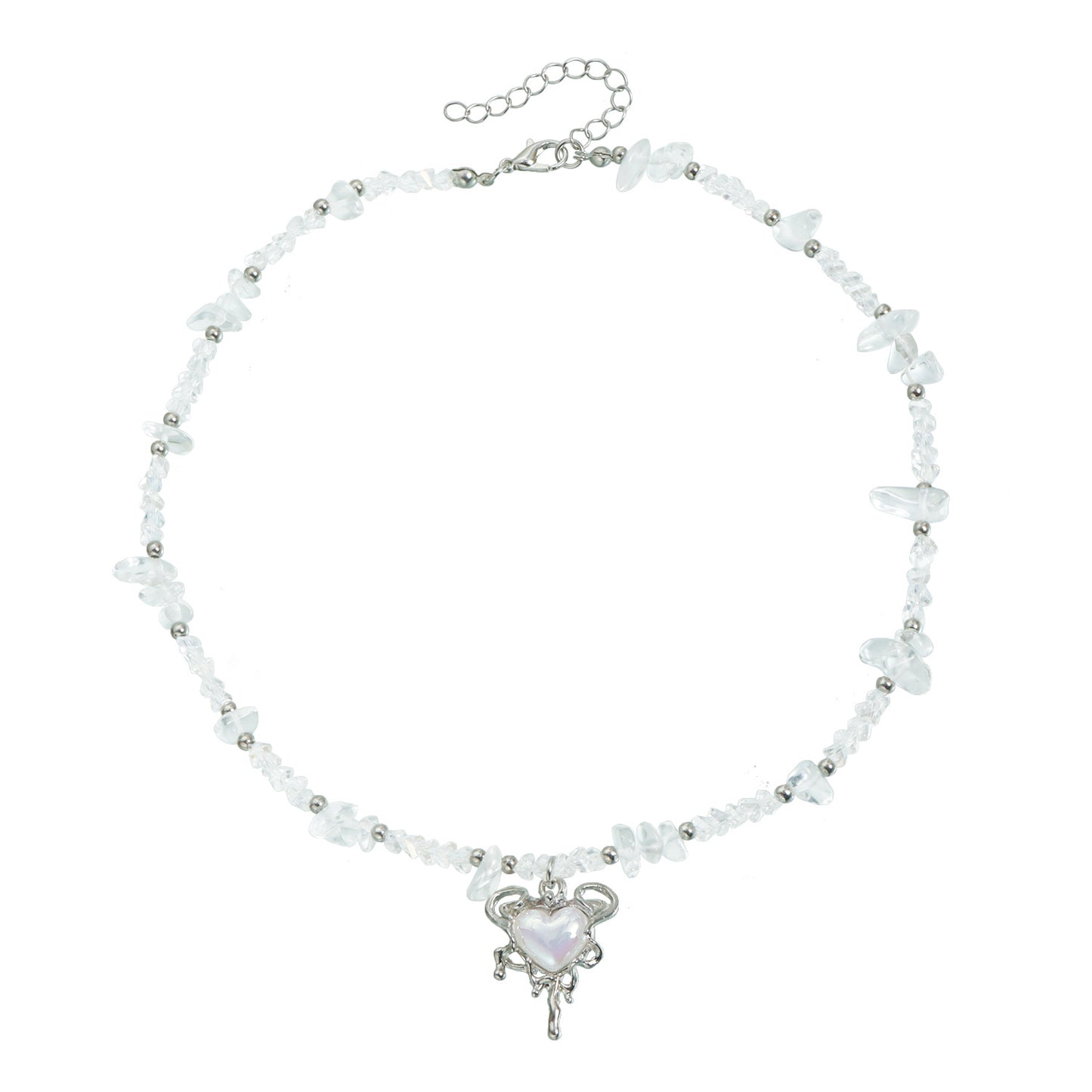 Minimalist Fashion Hollow Heart Geometric Alloy Plated Necklace with Artificial Stone for Women