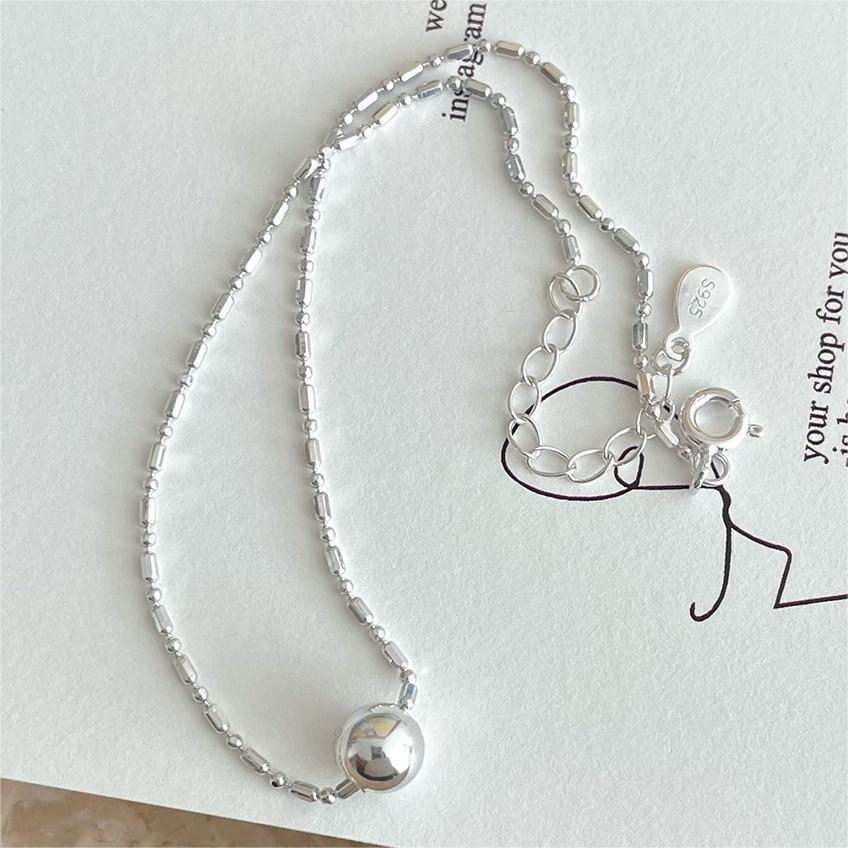 Minimalist Star-Shaped S925 Sterling Silver Anklet with Polished Beads and Electroplated Finish