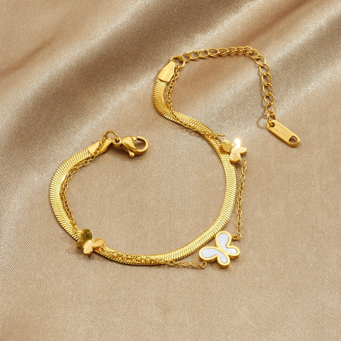 Gold Plated Stainless Steel Butterfly Bracelet for Women