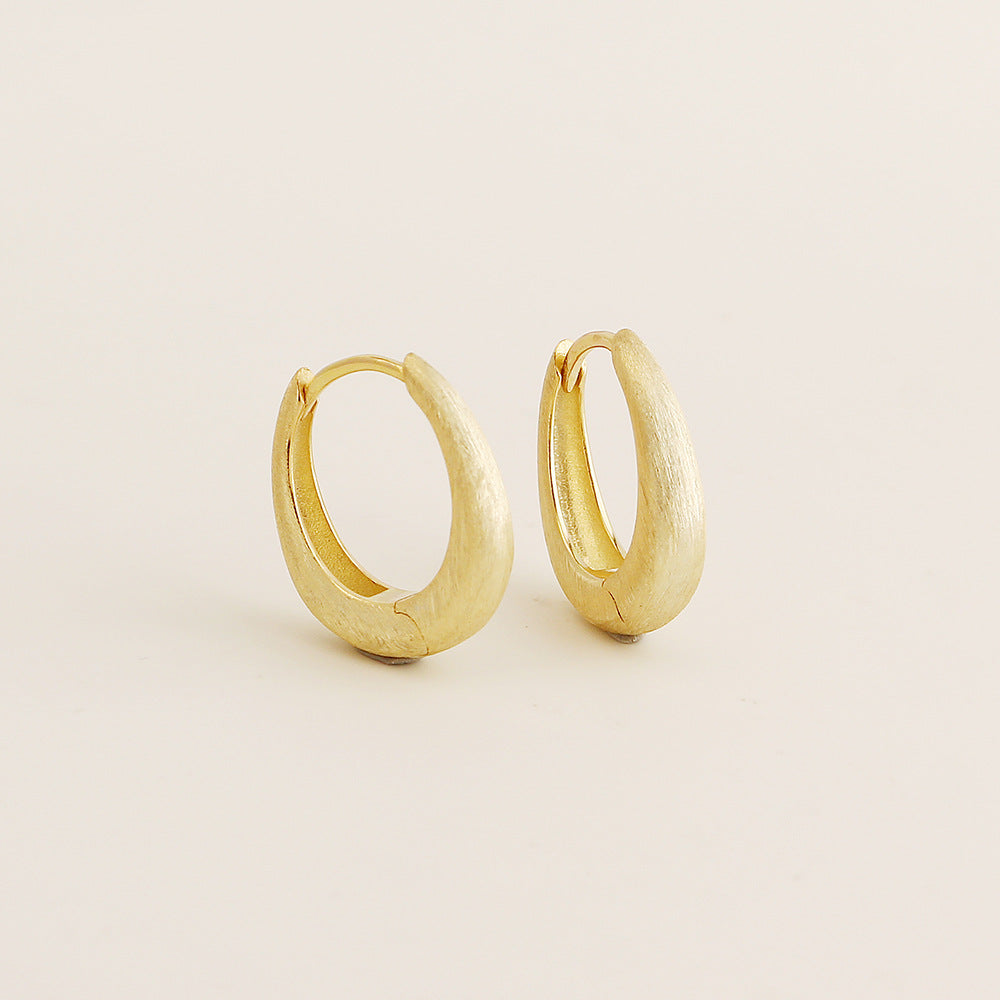 Pendientes de aro geométricos minimalistas de plata de ley 925 con acabado cepillado y pulido para mujer