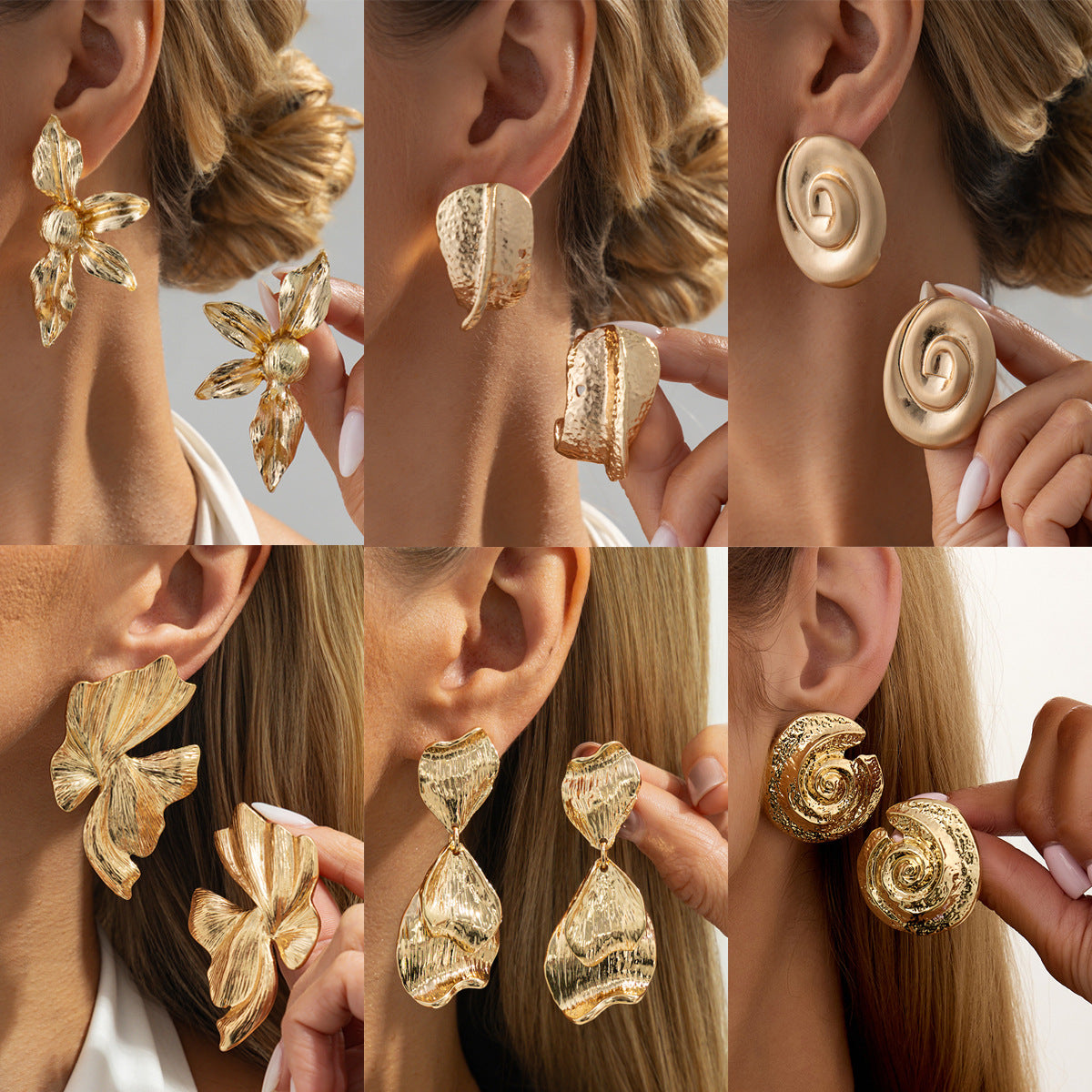 Sweet Punk Plated Alloy Floral Plant Earrings for Women