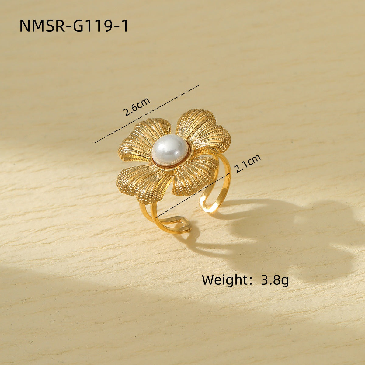 Fashionable OL Style Pearl and Flower-Shaped Titanium Steel Earrings for Women with 18K Gold Plating