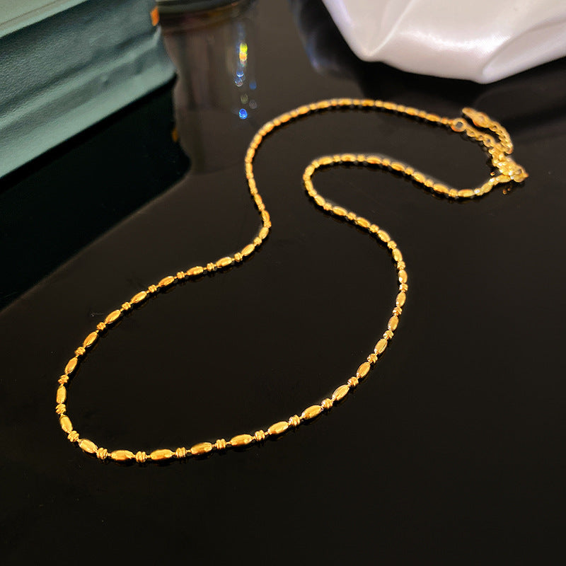 Sweet Gold Plated Titanium Steel Beaded Necklace for Women and Men