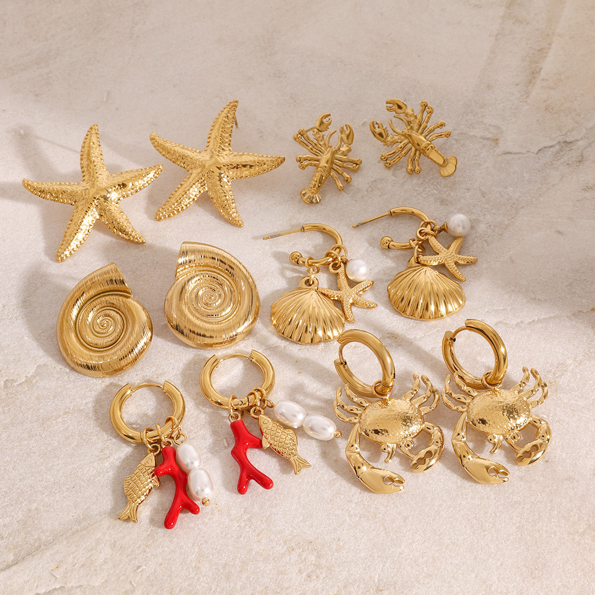 Luxury Gold Plated Geometric Star Stainless Steel Earrings for Women